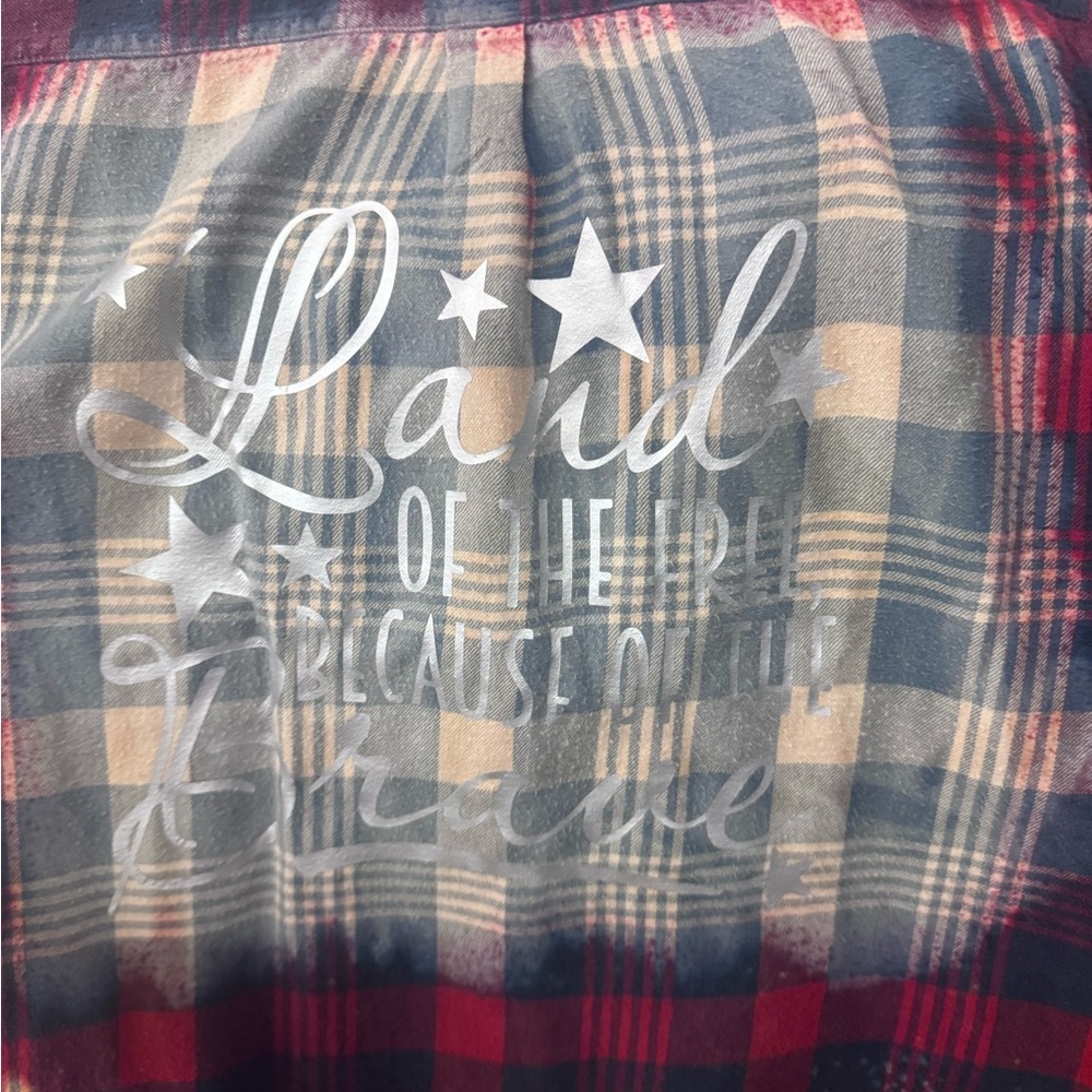 Plaid Shirt with Patriotic Print USA